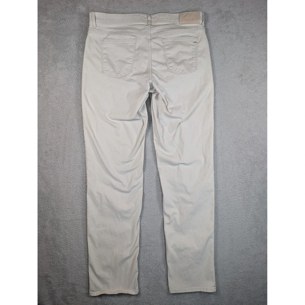 Brax Feel Good Style Cooper FA Mens Beige Straight Leg Pants 35x34 Stone 82-3408